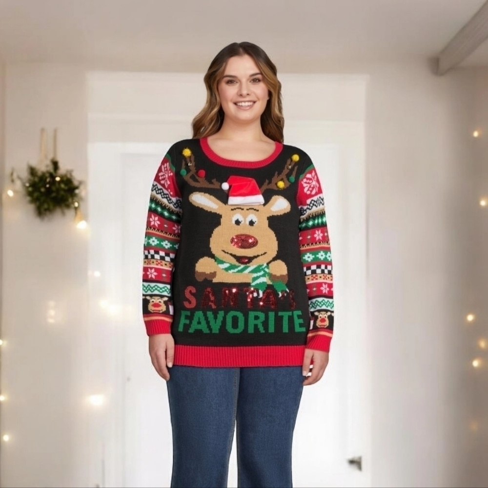 NWT No Boundaries Juniors Christmas Sweater, Jingle bells, Size L (11-13) T56